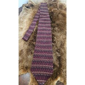 Bill Blass Black Label Men's Silk Tie Burgundy Geometric
